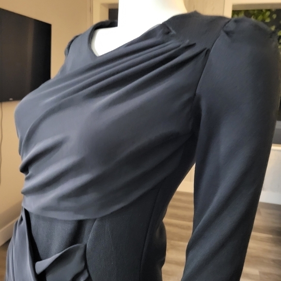 EBUBA - Black Draped Long Sleeve Mini dress - Picture 4 of 8